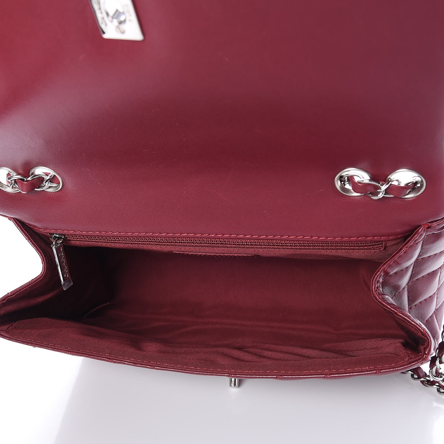 Chanel Lambskin Surpique Chevron Medium Single Flap Dark Red 6 of 9