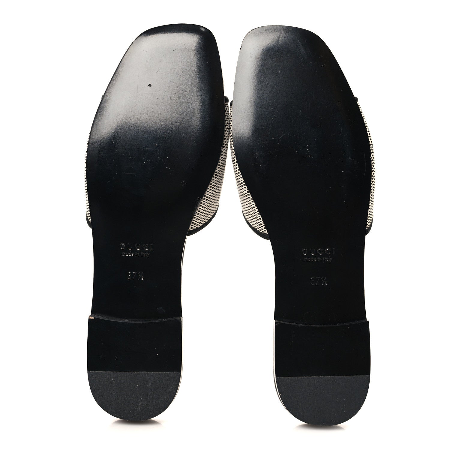 Gucci Canvas Rice Cosmos Softy Calfskin Interlocking G Cut Out Slide Sandals 37.5 Black Natural 6 of 9