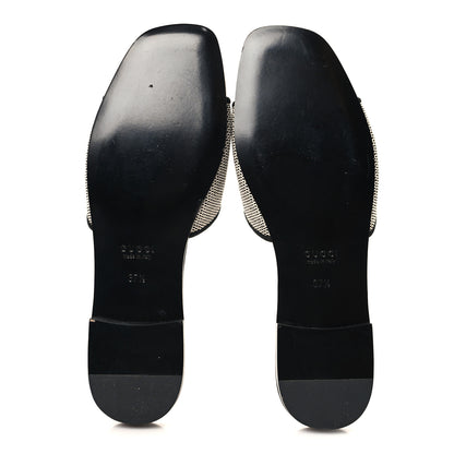 Gucci Canvas Rice Cosmos Softy Calfskin Interlocking G Cut Out Slide Sandals 37.5 Black Natural 6 of 9
