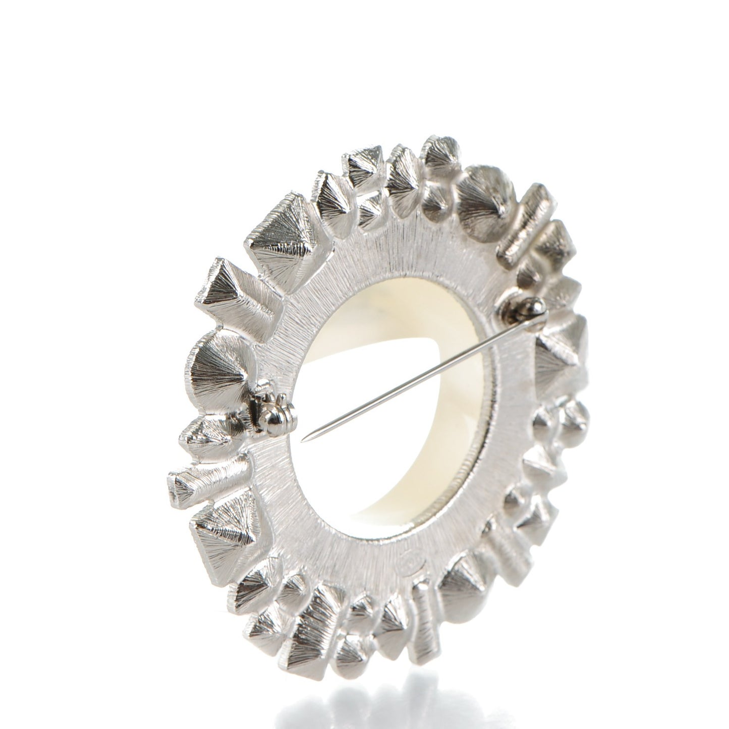 Crystal CC Smiley Emoji Brooch Silver