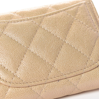 Chanel Iridescent Caviar Quilted Flap Card Holder Wallet Beige 9 of 9