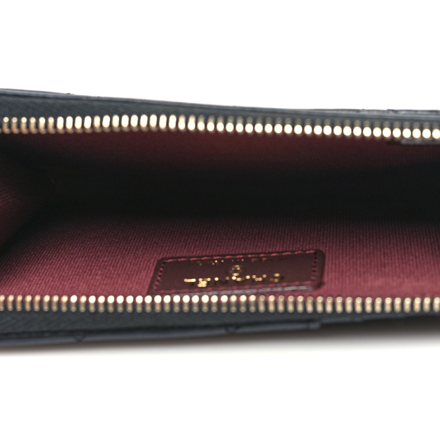 Lambskin Quilted Zip Card Holder Black