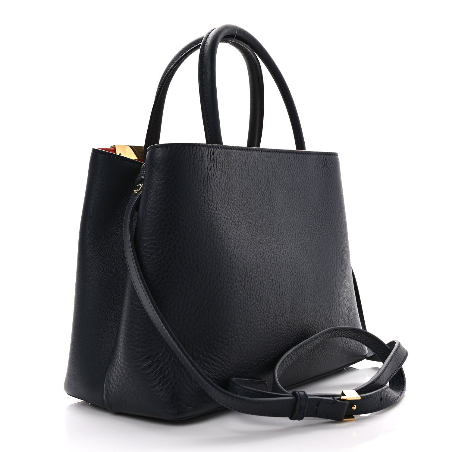 Fendi Vitello Dolce Century Petite 2Jours Tote Blue Notte Terracotta 3 of 10