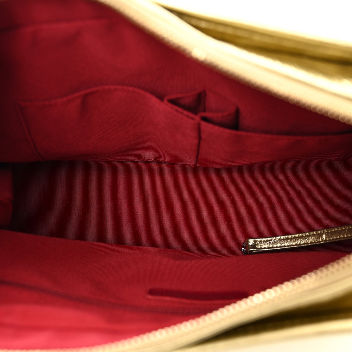 Metallic Aged Calfskin Quilted Medium Gabrielle Gold