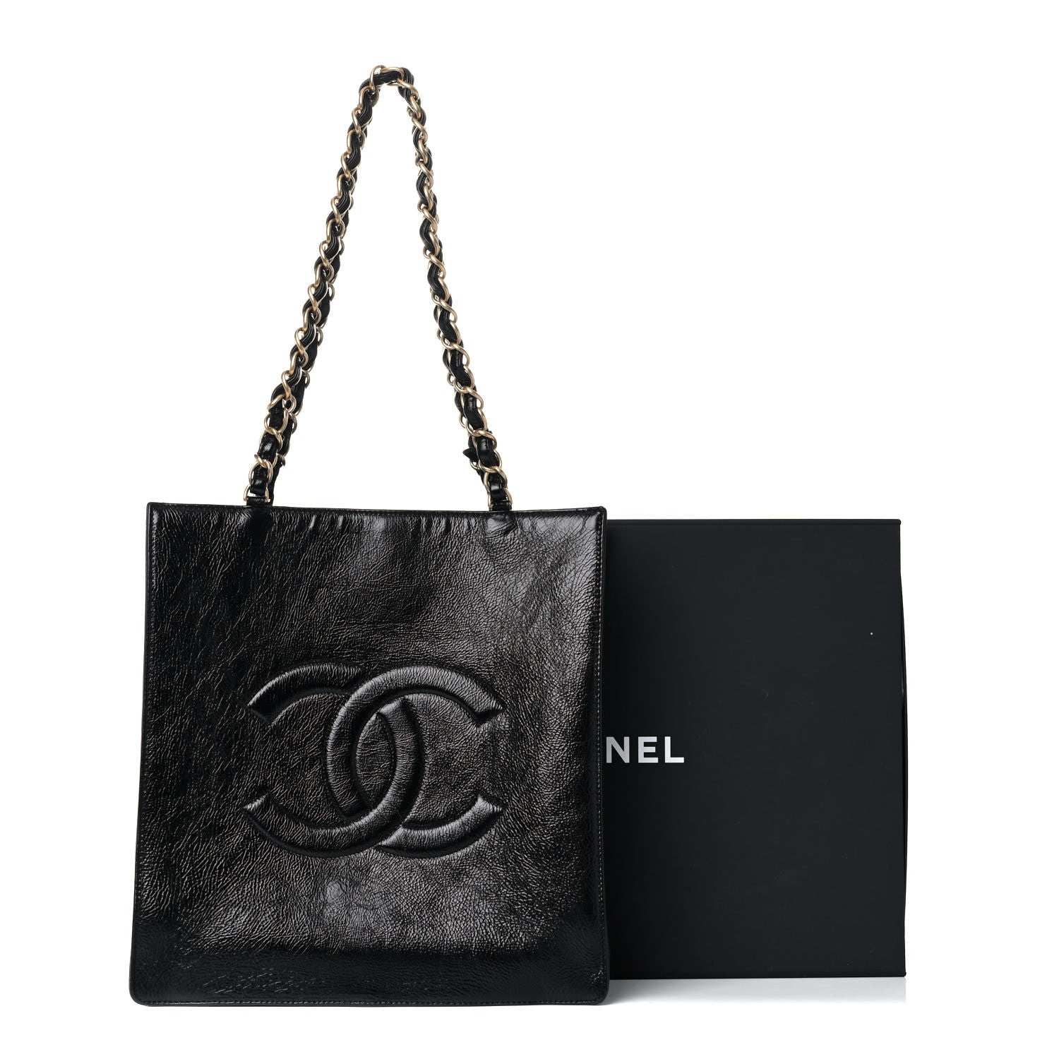 Chanel Shiny Aged Calfskin North South Shopping Bag Black 12 of 15