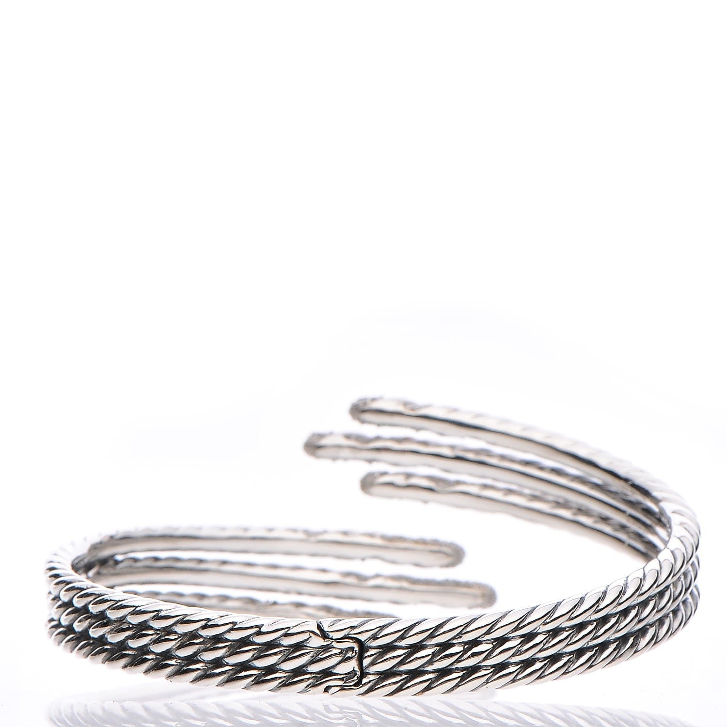 David Yurman Sterling Silver Diamond 3-Row Open Willow Bracelet 3 of 6