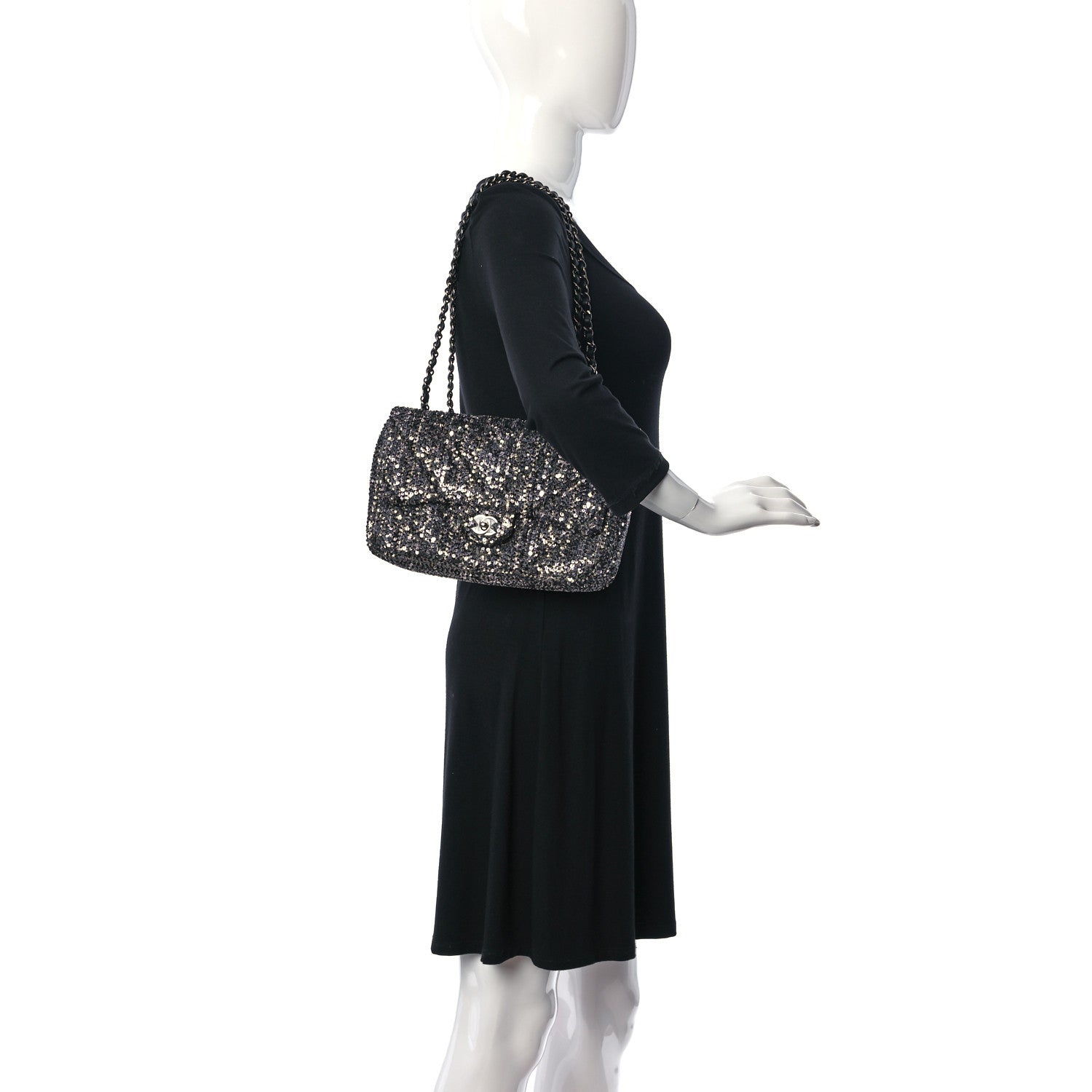 Chanel Sequin Small Single Flap Silver 2 of 11