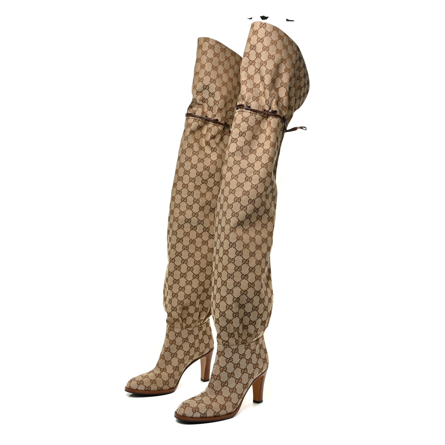 Monogram Over the Knee Boots 37.5 Beige Ebony