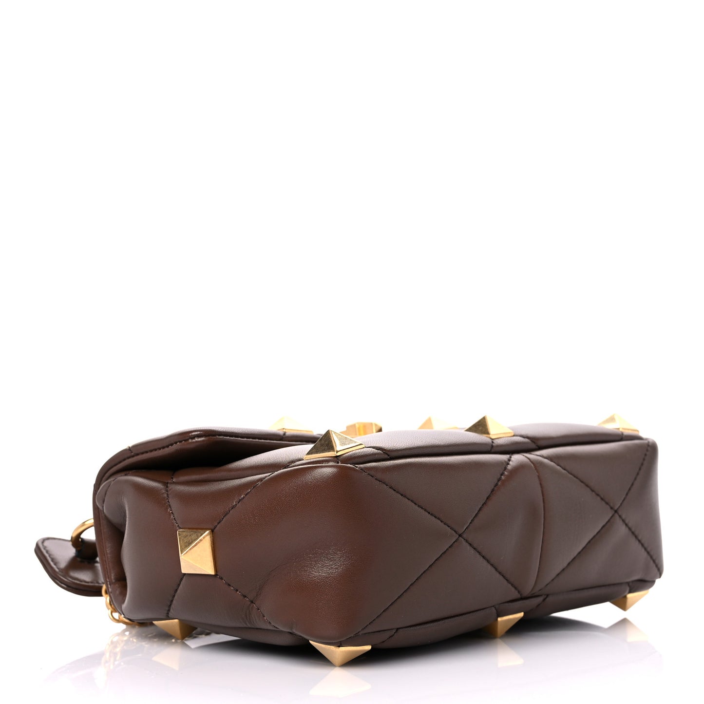 Nappa Medium Roman Stud Shoulder Bag Teak Brown