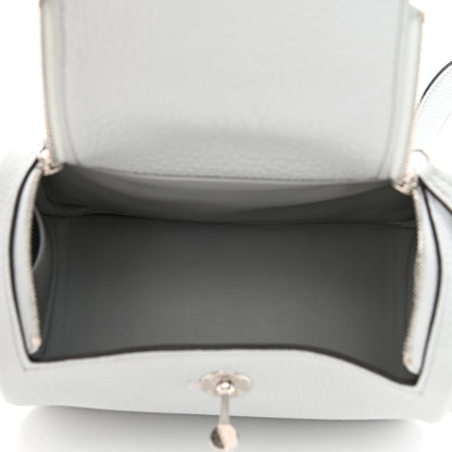 Hermes Taurillon Clemence Mini Lindy 20 Bleu Pale 5 of 11