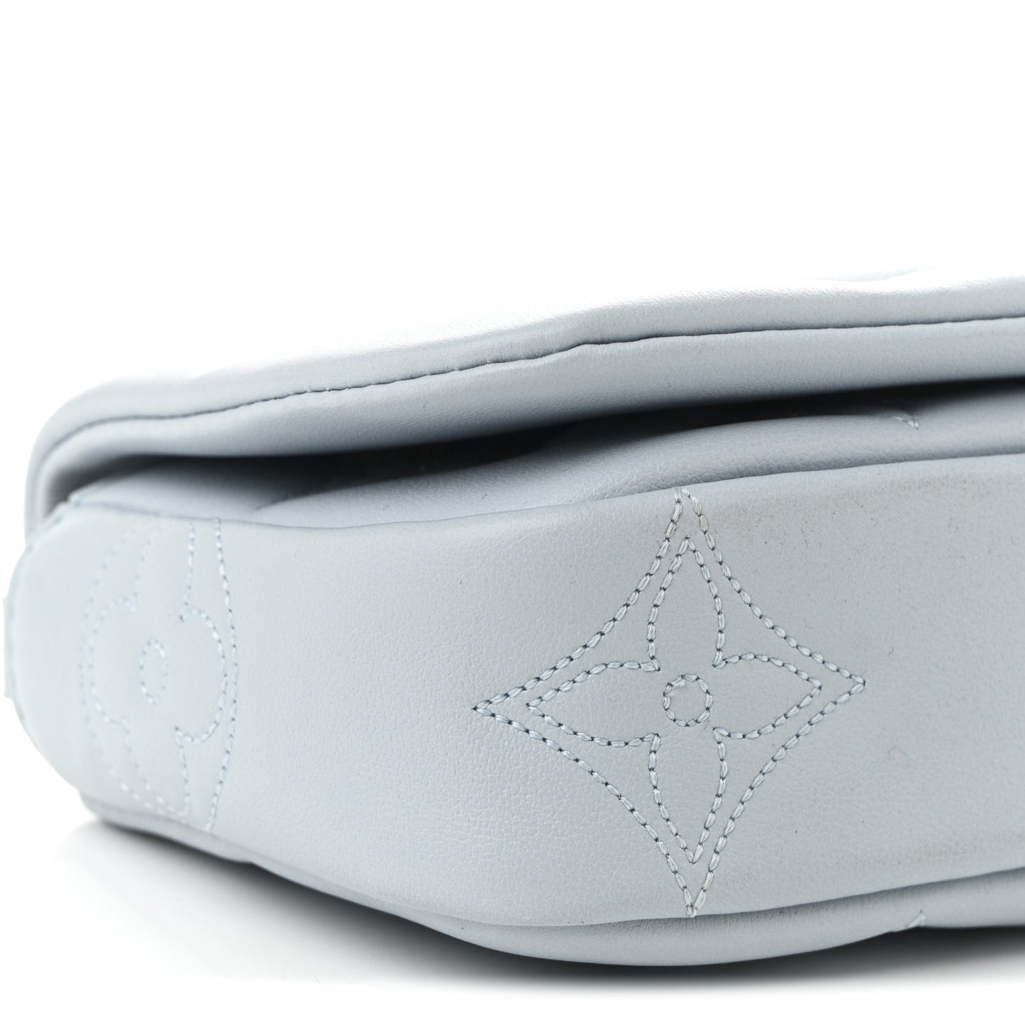 Calfskin Bubblegram Wallet On Strap Ice Blue
