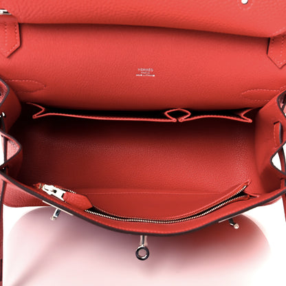 Hermes Taurillon Clemence Jypsiere 28 Rouge Pivoine 4 of 10