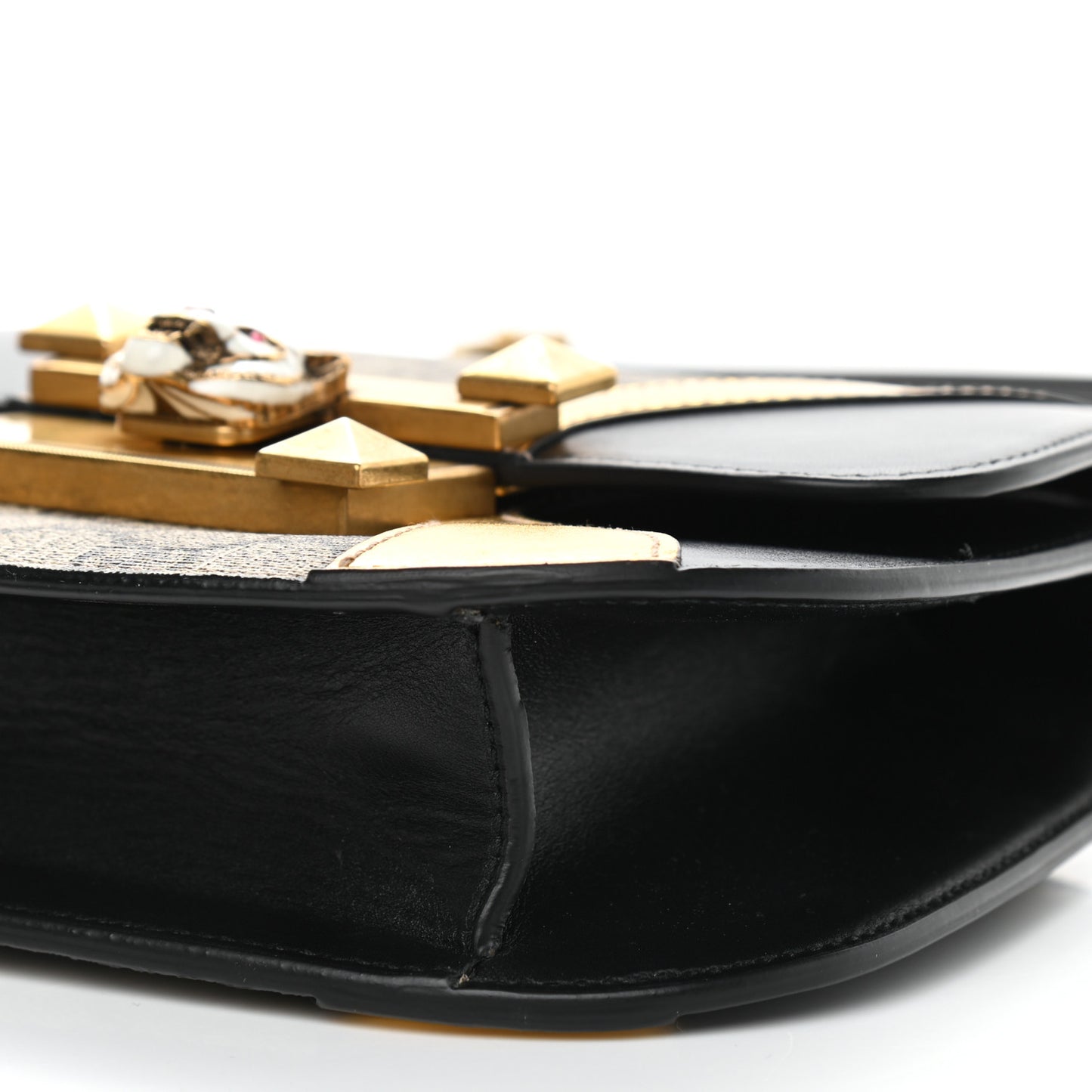 GG Supreme Monogram Small Osiride Shoulder Bag Black Gold