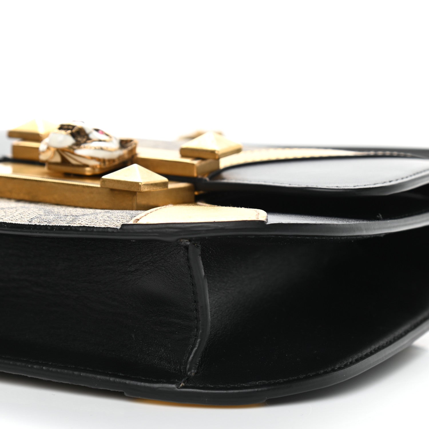 Gucci GG Supreme Monogram Small Osiride Shoulder Bag Black Gold 9 of 10