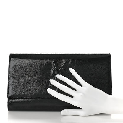 Saint Laurent Textured Patent Monogram Large Belle De Jour Clutch Black 2 of 8