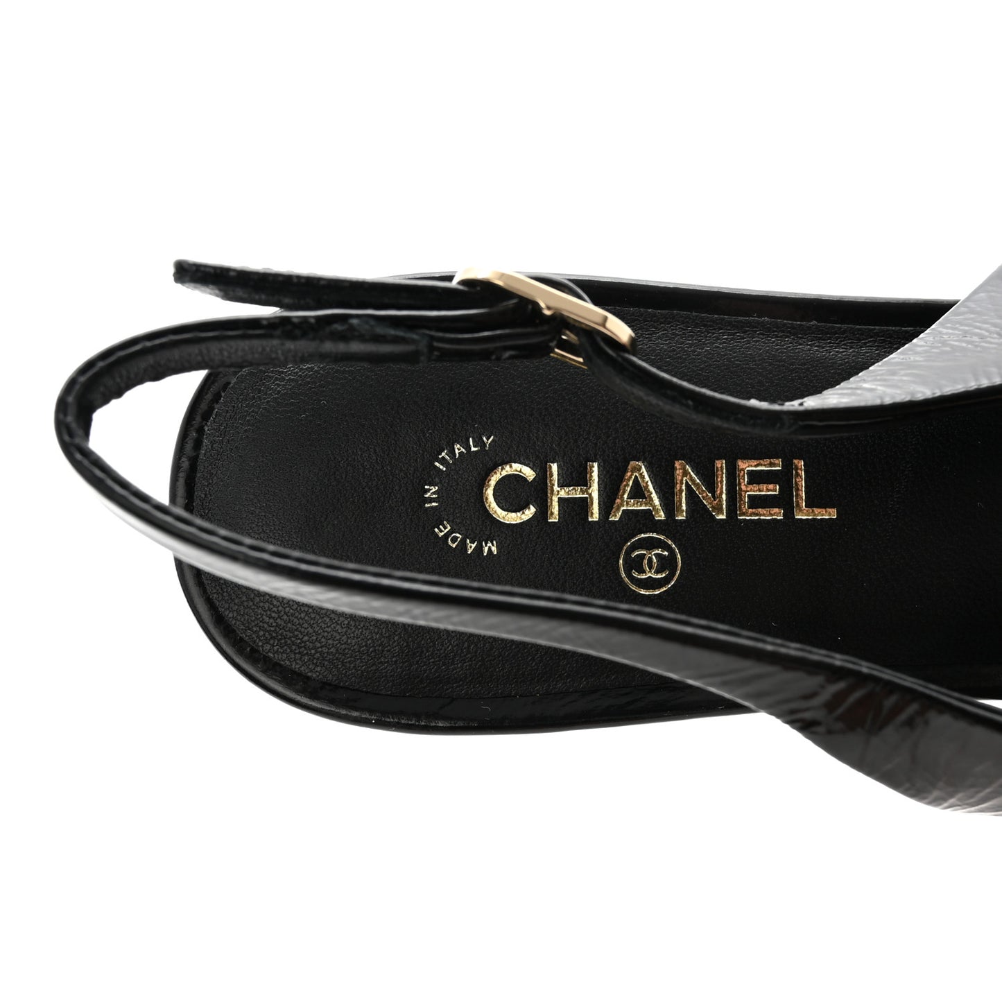 Crumpled Patent Calfskin CC Bow Slingback Pumps 37 Black