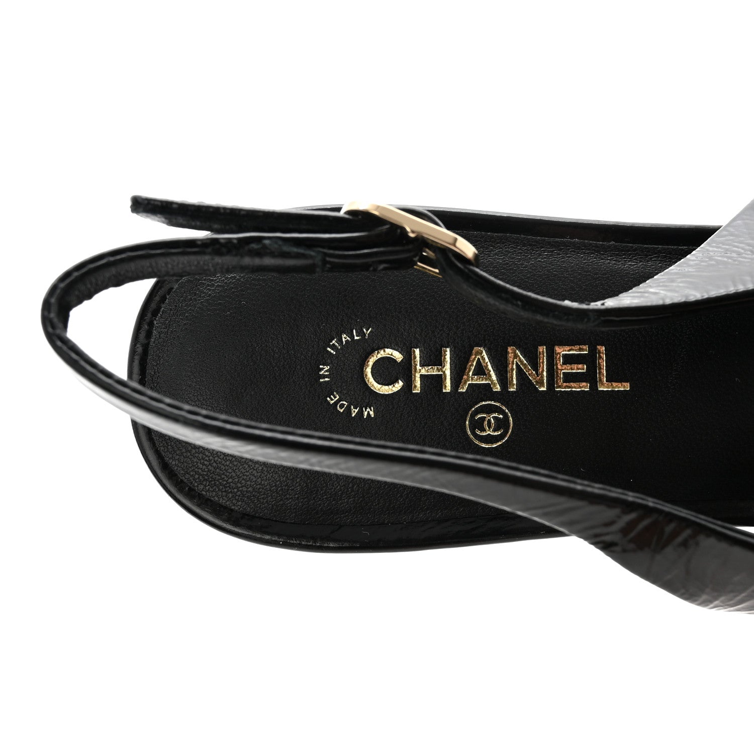 Chanel Crumpled Patent Calfskin CC Bow Slingback Pumps 37 Black 8 of 10