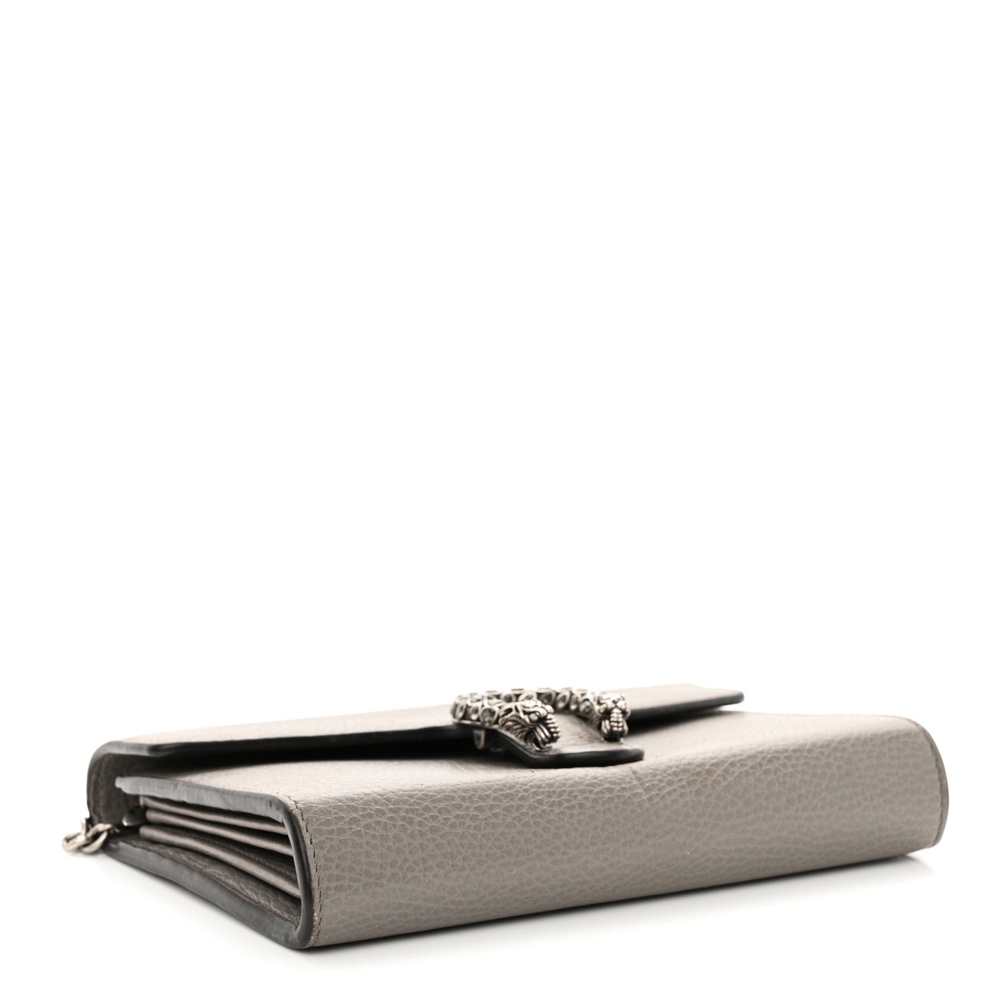 Dollar Calfskin Crystal Mini Dionysus Chain Wallet Dusty Grey Black Diamond