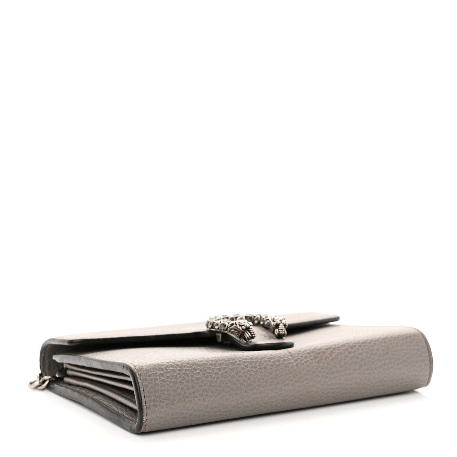 Gucci Dollar Calfskin Crystal Mini Dionysus Chain Wallet Dusty Grey Black Diamond 5 of 15