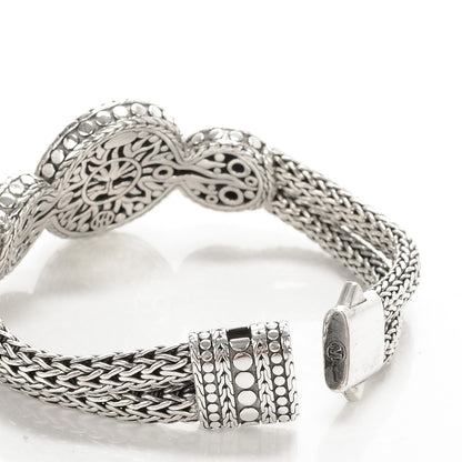 John Hardy Sterling Silver Round Trio Station Bracelet M 3 of 4