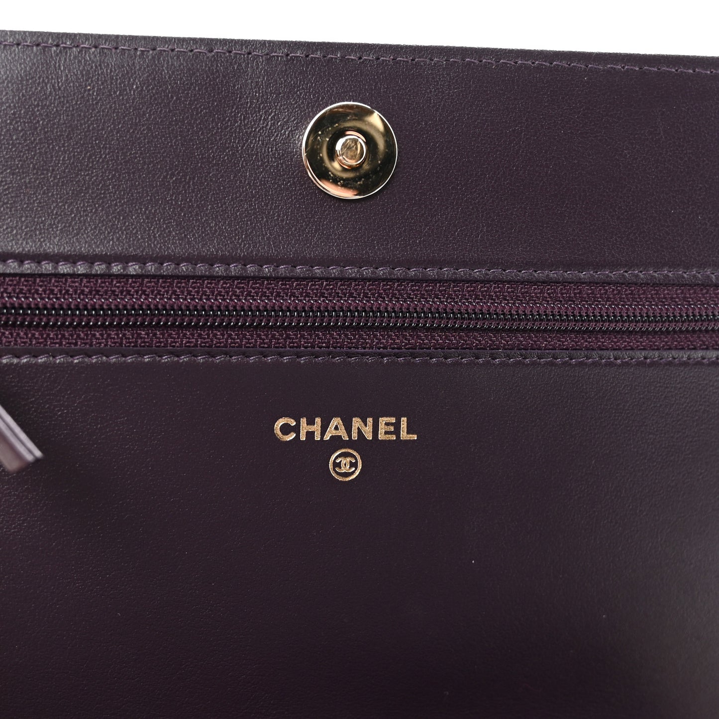 Caviar Quilted Boy Wallet On Chain WOC Dark Purple