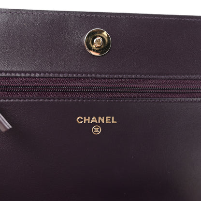 Chanel Caviar Quilted Boy Wallet On Chain WOC Dark Purple 10 of 23