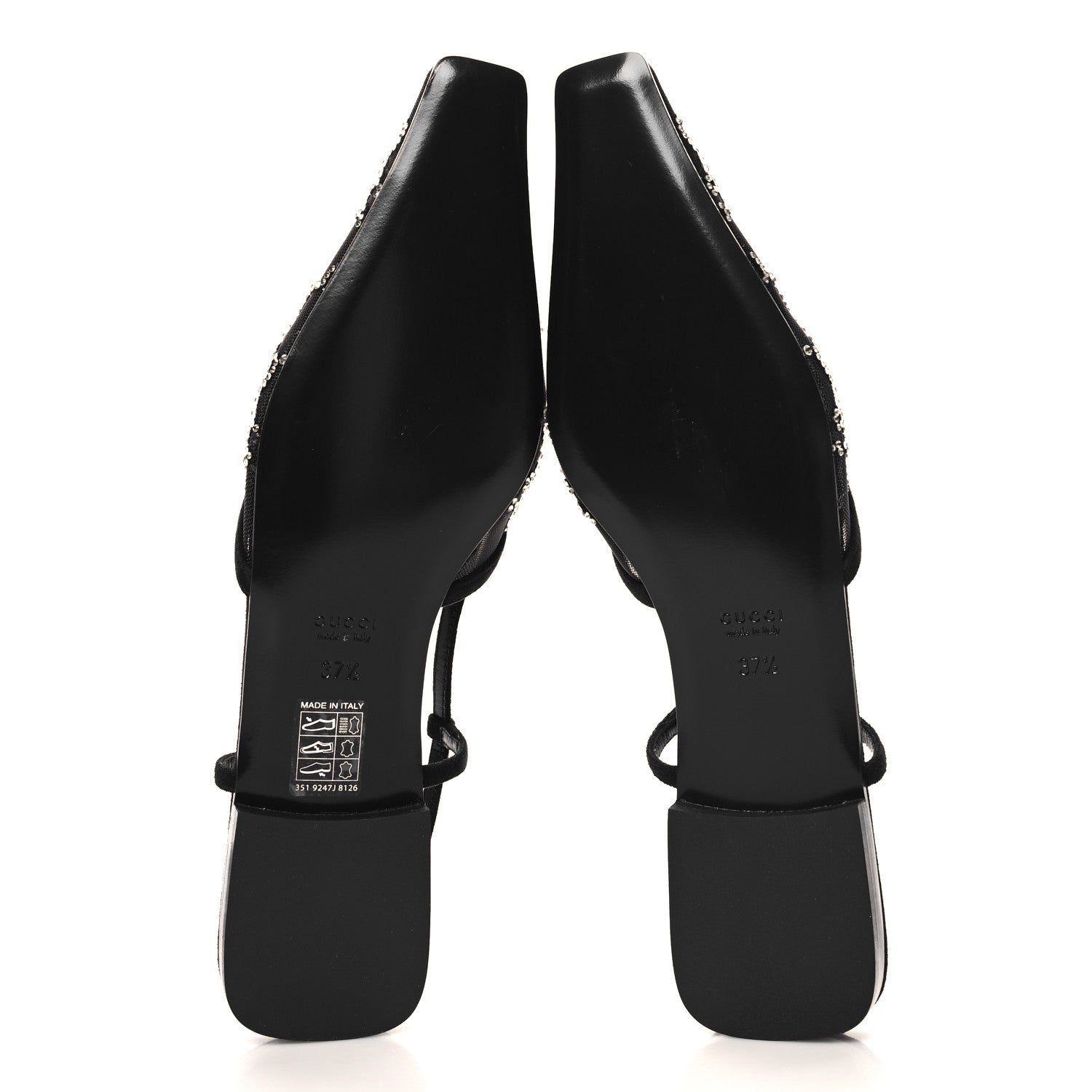 Gucci Tela Retino Kid Scamosciato Crystal GG Monogram Square Demi Ballet Flats 37.5 Black 6 of 9