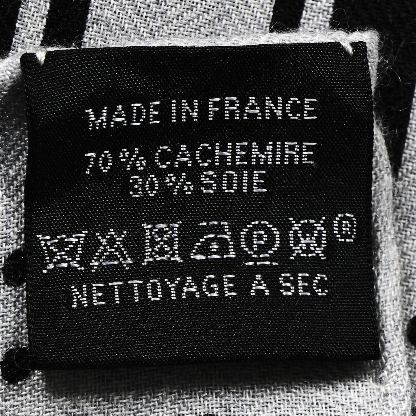Cashmere Silk Les Cles Bandana Shawl 140 Gris Chine Black