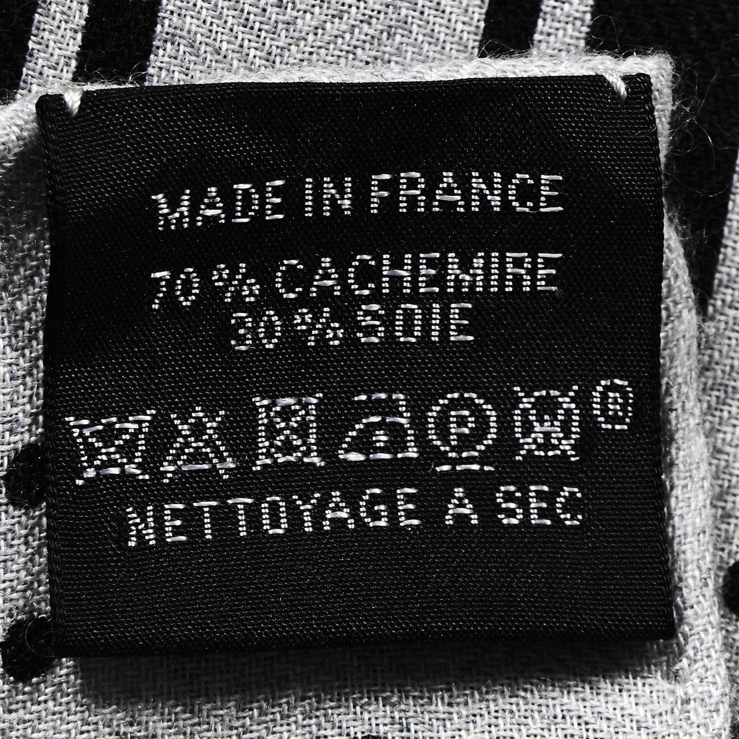 Hermes Cashmere Silk Les Cles Bandana Shawl 140 Gris Chine Black 3 of 4