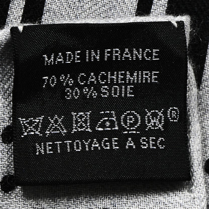 Hermes Cashmere Silk Les Cles Bandana Shawl 140 Gris Chine Black 3 of 4
