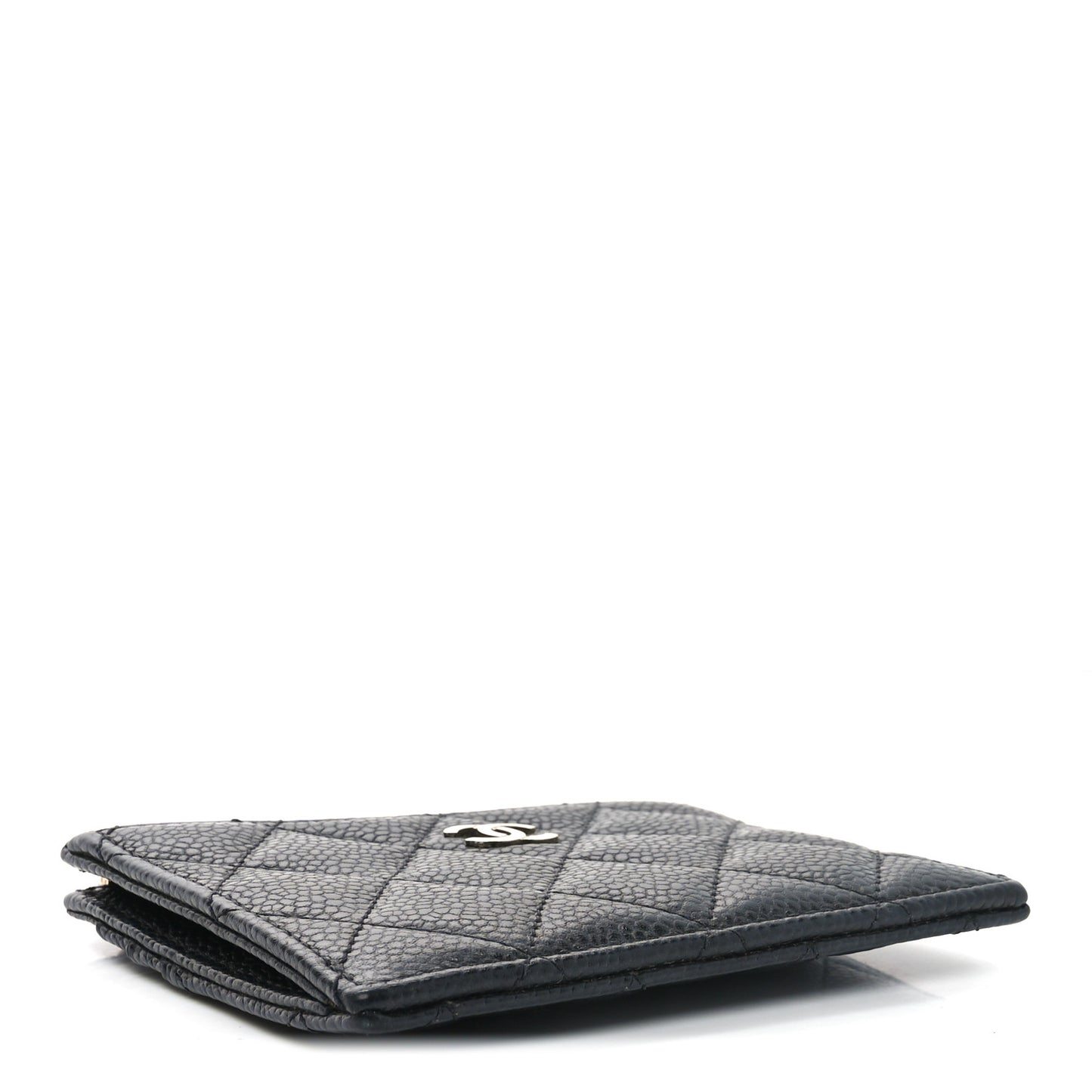 Caviar Quilted CC Zip Card Holder Black