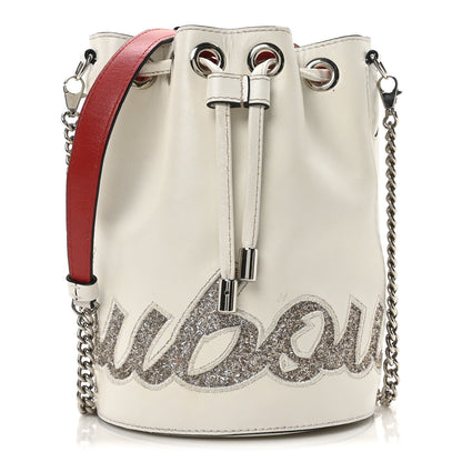 Christian Louboutin Calfskin Glitter Marie Jane Bucket White 1 of 9