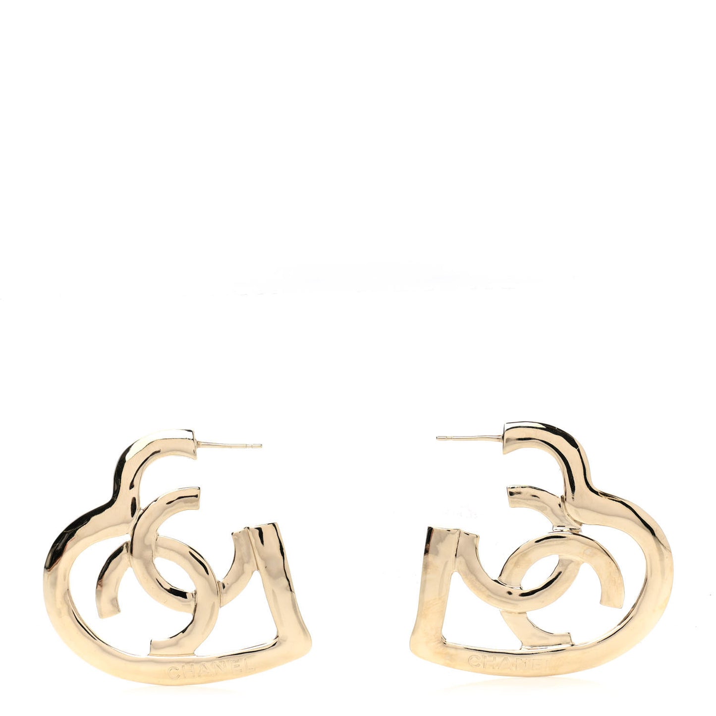 Metal CC Heart Coco In Love Hoop Earrings Gold