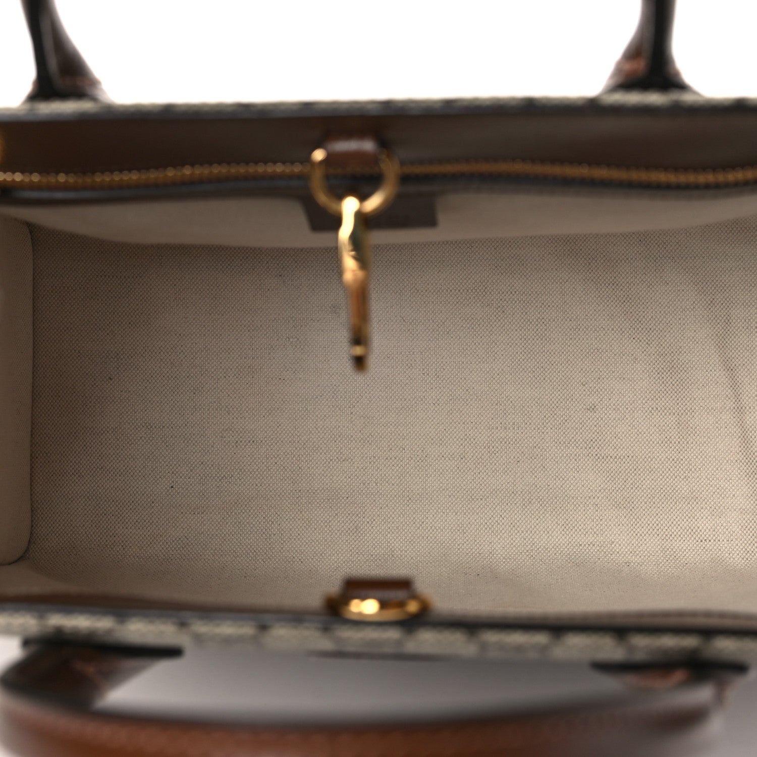 Gucci GG Supreme Monogram Azalea Calfskin Small Retro Interlocking G Tote Bag Beige Ebony Brown Sugar 5 of 9