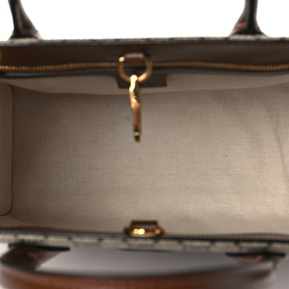 Gucci GG Supreme Monogram Azalea Calfskin Small Retro Interlocking G Tote Bag Beige Ebony Brown Sugar 5 of 9