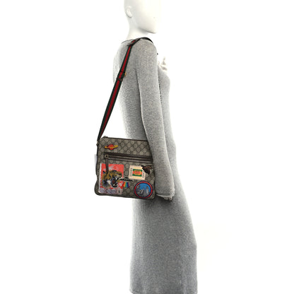 Gucci Soft GG Supreme Monogram Courrier Web Medium Flat Messenger Bag Beige New Acero Multicolor 2 of 10