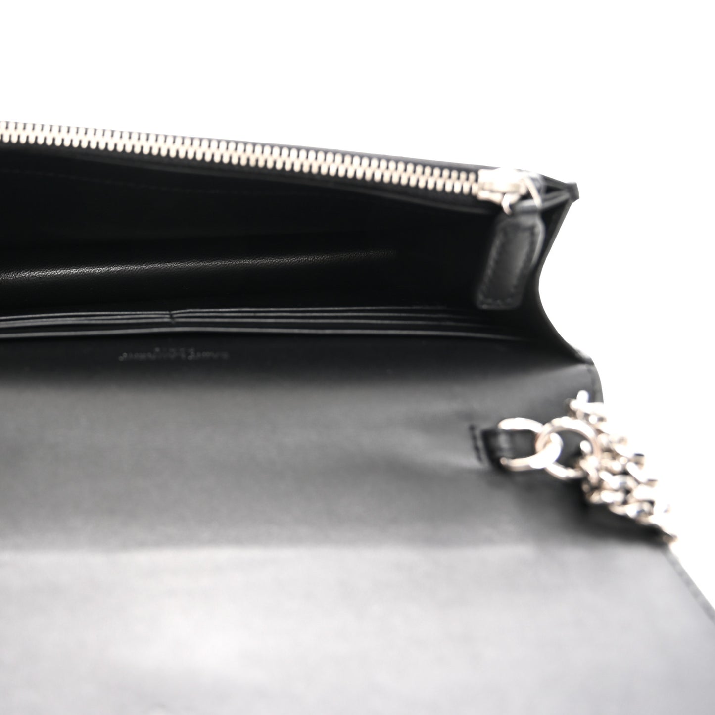 Smooth Calfskin Classic Monogram Kate Tassel Chain Wallet Black