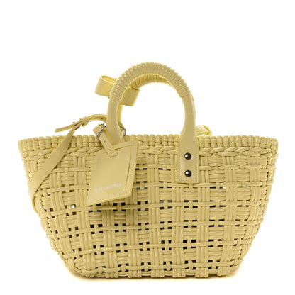 Balenciaga Varnished Faux Calfskin Braided XS Bistro Basket Pale Yellow 1 of 9