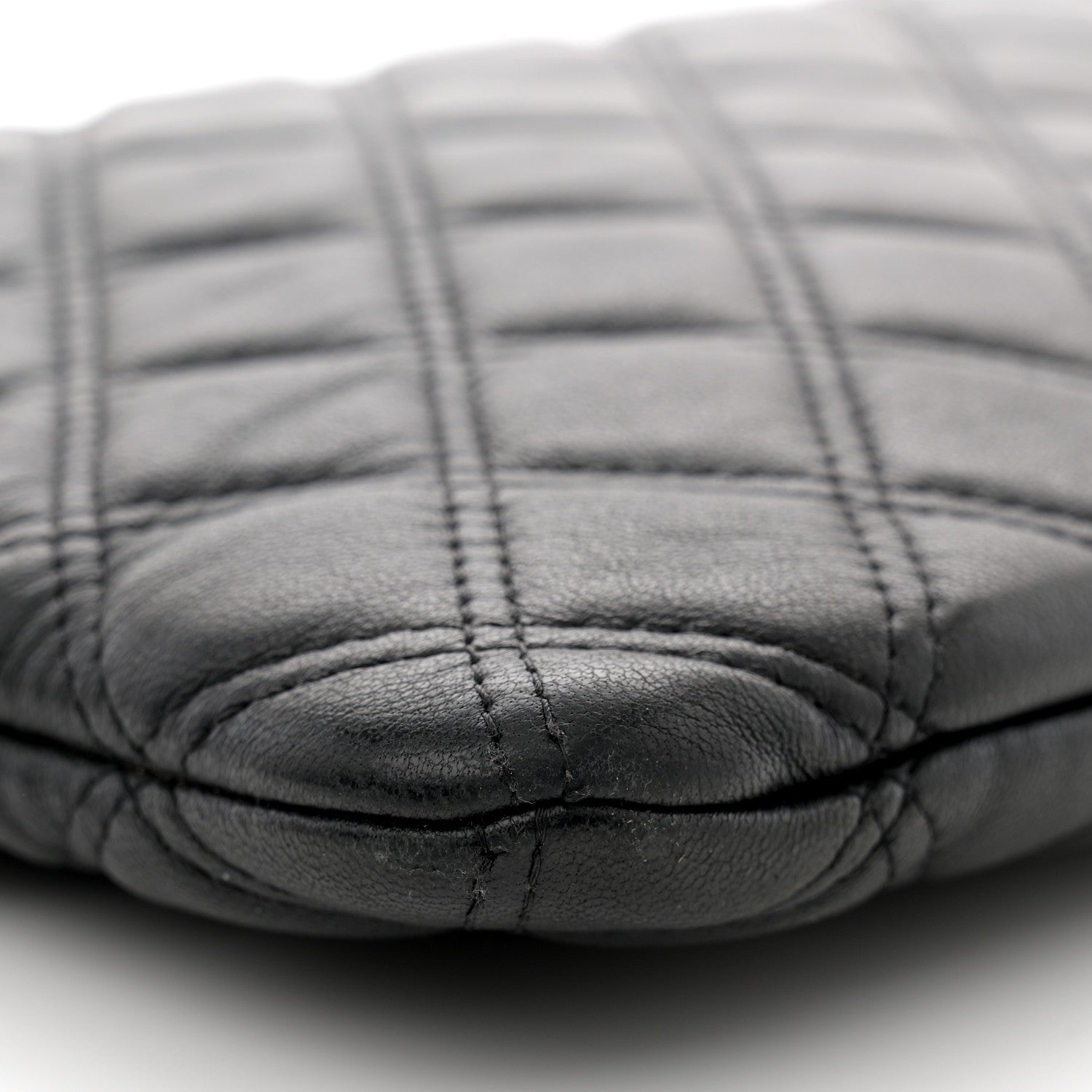 Chanel Lambskin Double Stitch Quilted Large Cosmetic Case Black 9 of 12