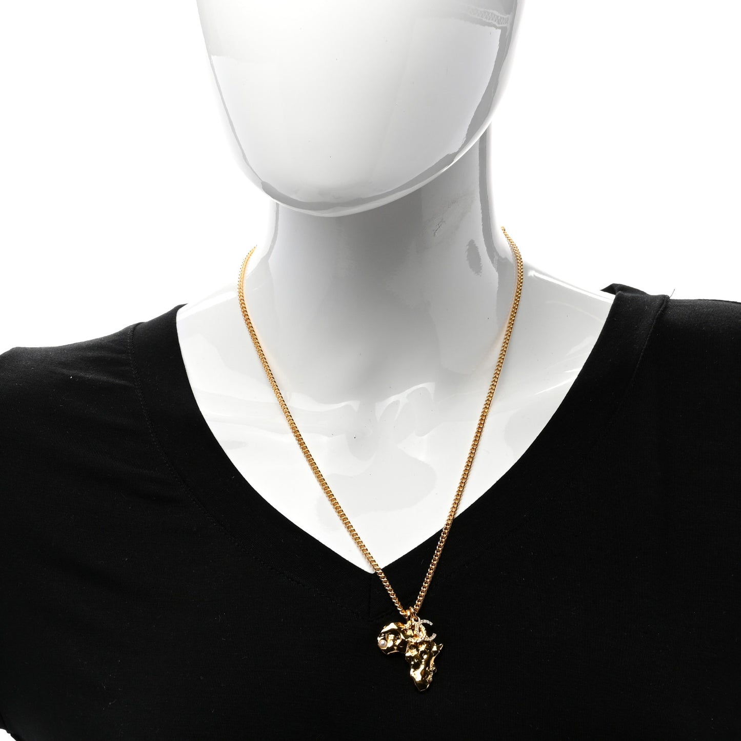 Crystal Pearl CC Africa Pendant Necklace Gold White