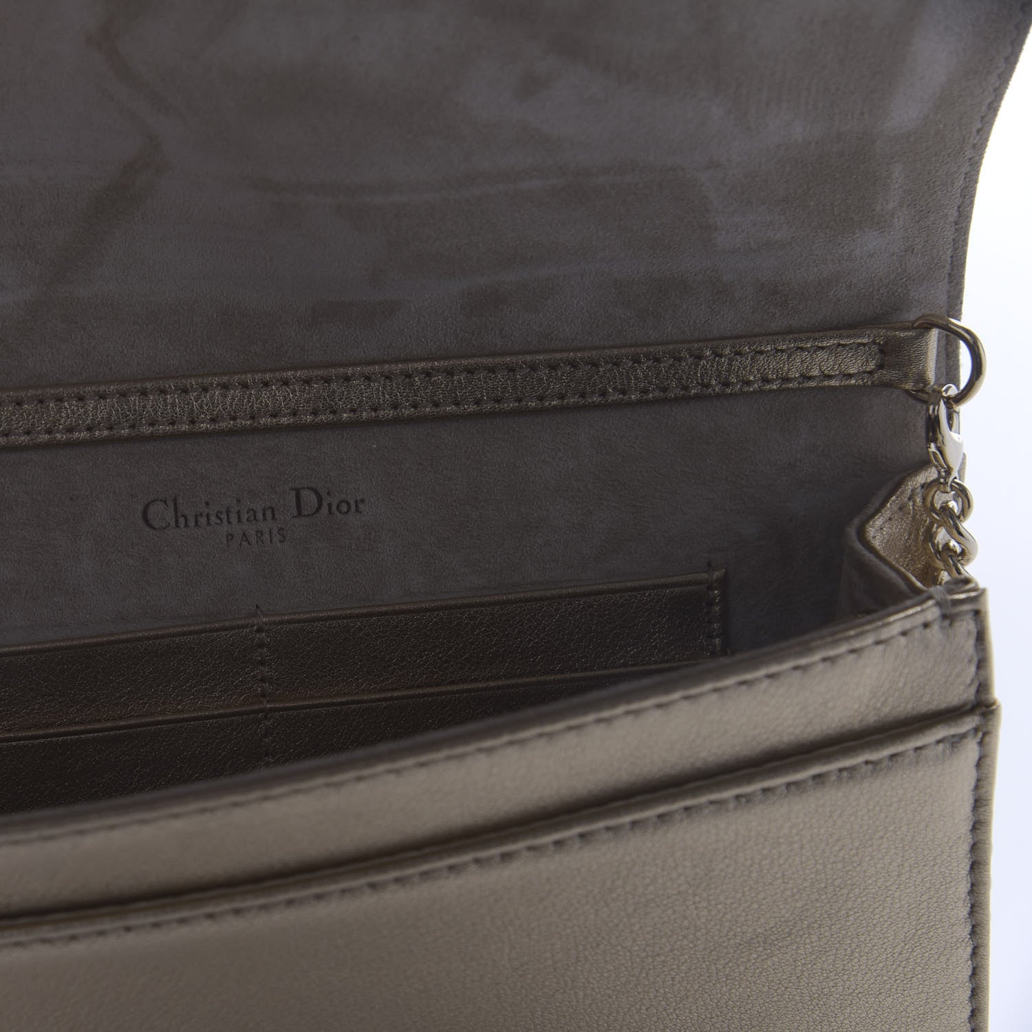 Christian Dior Metallic Calfskin Diorama Wallet on Chain Pouch Light Gold 7 of 8