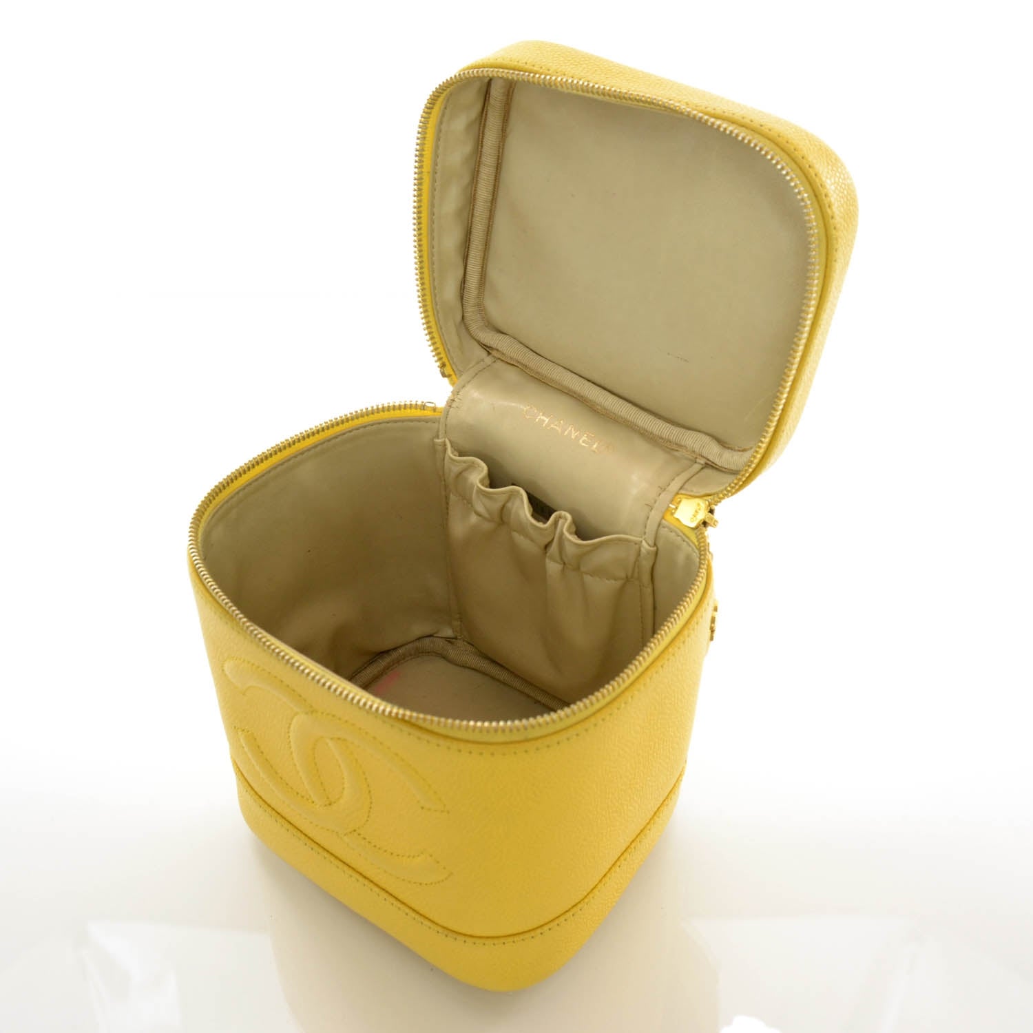 Chanel Caviar Cosmetic Bag Yellow 11 of 11