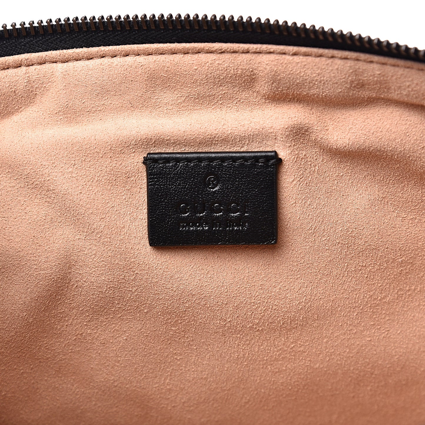Azalea Calfskin Matelasse Heart GG Marmont Zip Pouch Black