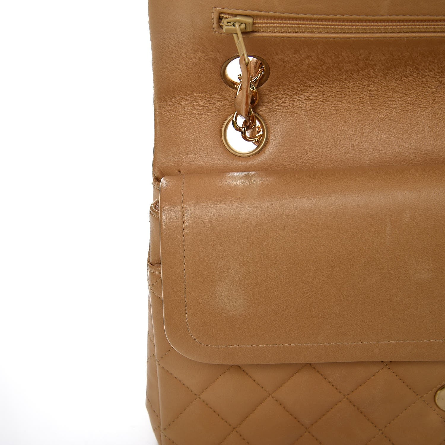 Chanel Lambskin Quilted Medium Double Flap Beige 9 of 14