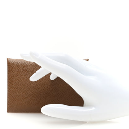 Hermes Epsom Verso Calvi Card Case Alezan Biscuit 2 of 8