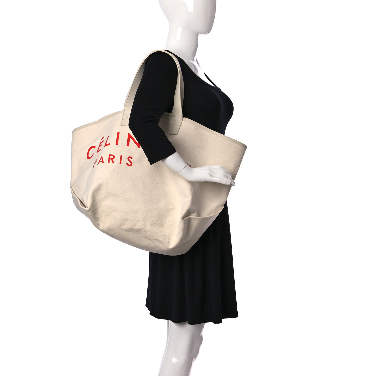 Celine Textile Medium Made In Tote Natural Red 2 of 10