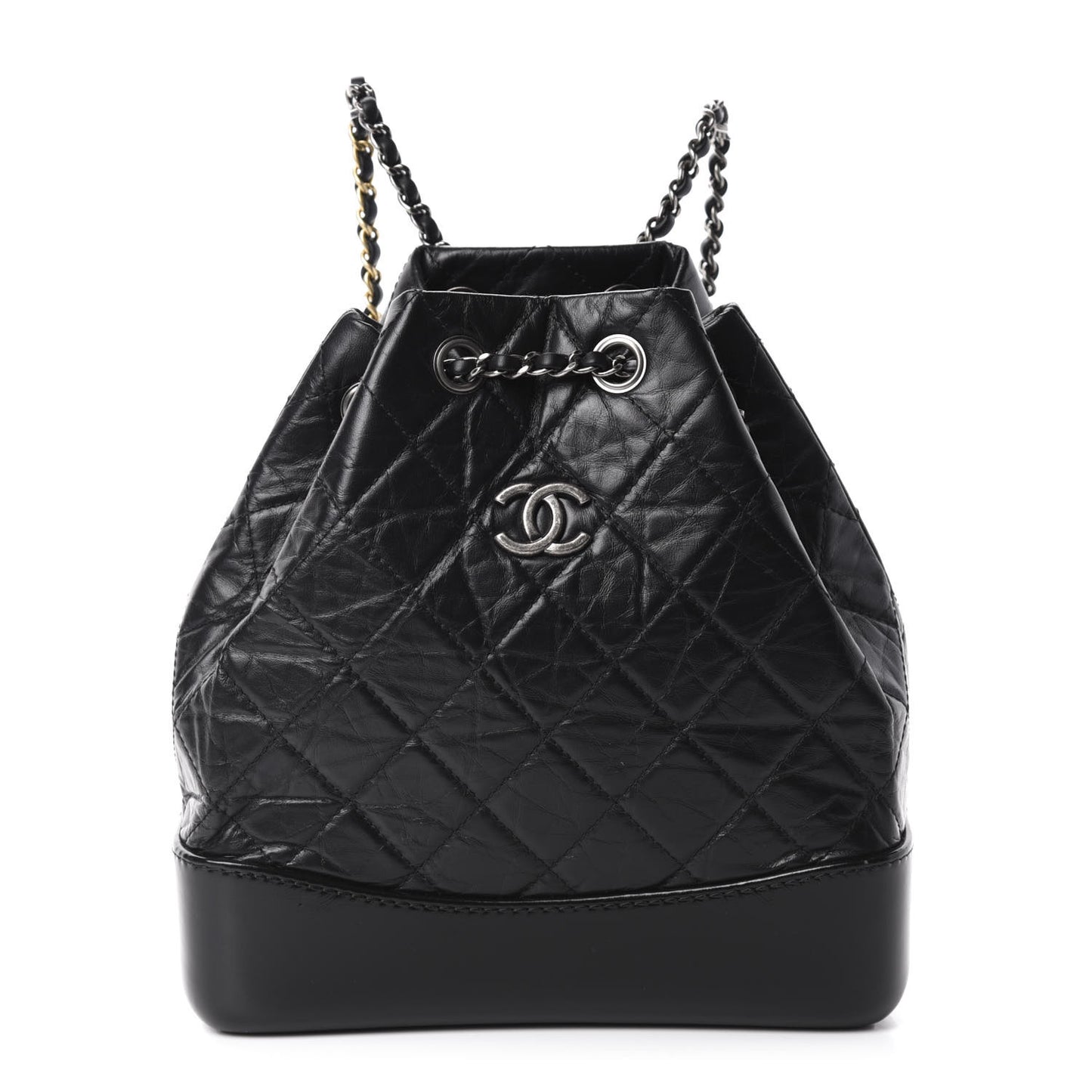 Aged Calfskin Quilted Small Gabrielle Backpack Black