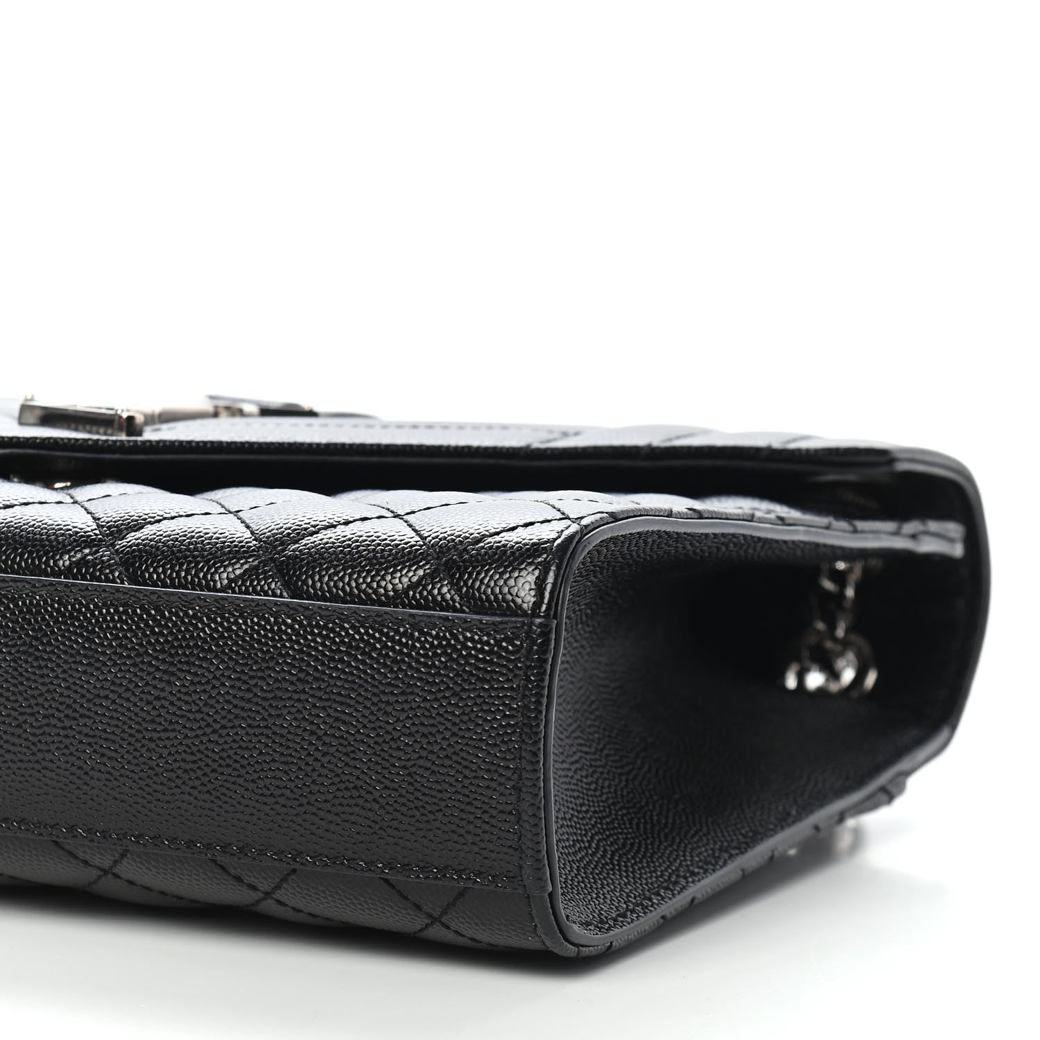 Saint Laurent Grain De Poudre Textured Mixed Matelasse Triquilt Medium Monogram Satchel Black 8 of 9