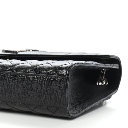 Saint Laurent Grain De Poudre Textured Mixed Matelasse Triquilt Medium Monogram Satchel Black 8 of 9