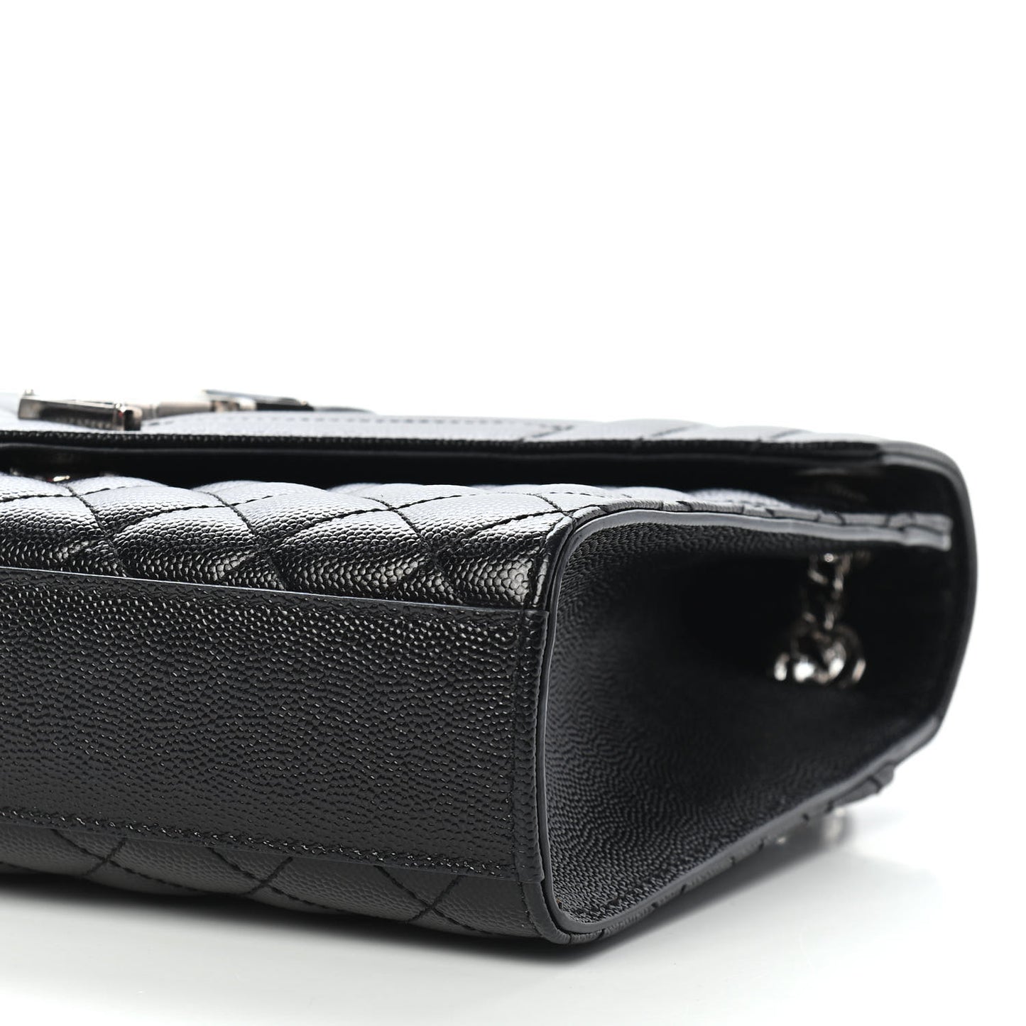 Grain De Poudre Textured Mixed Matelasse Triquilt Medium Monogram Satchel Black